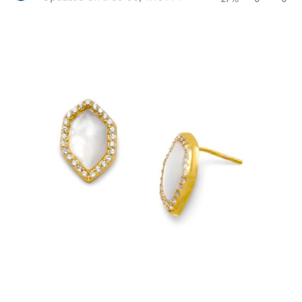 Mother of Pearl CZ Halo Earrings
